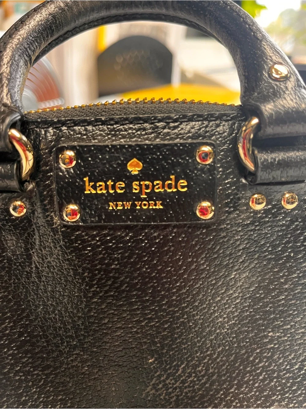 kate spade Black Pebbled Leather Mini Satchel with Removable Strap